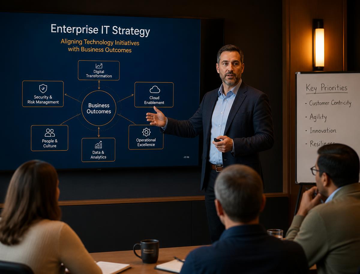 Instructor presenting an enterprise IT strategy session